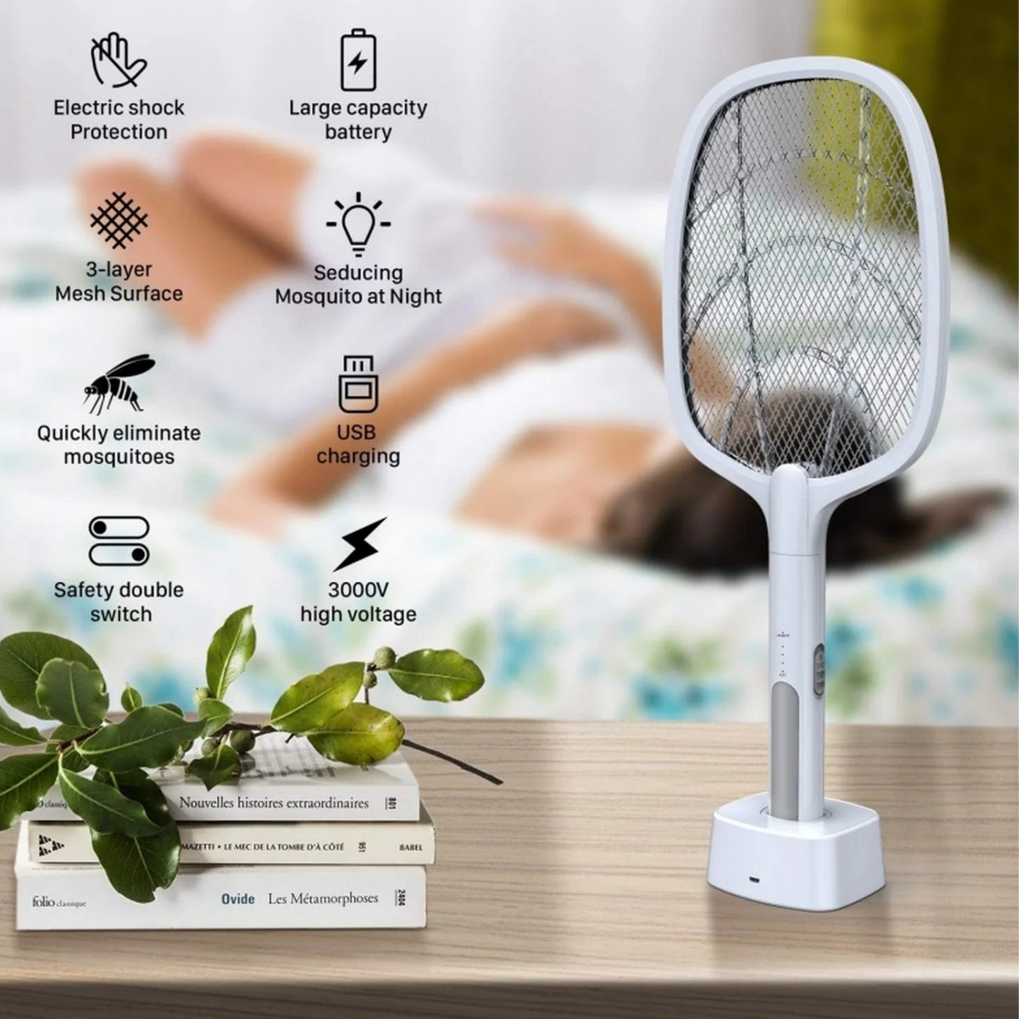2-in-1 Electric Swatter & Night Mosquito Killing Lamp